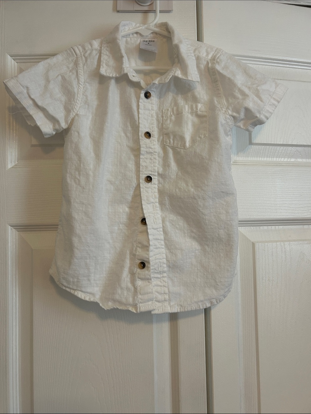 Okie Dokie Boys White Button Down 100% Cotton USED TWISE Size 6
